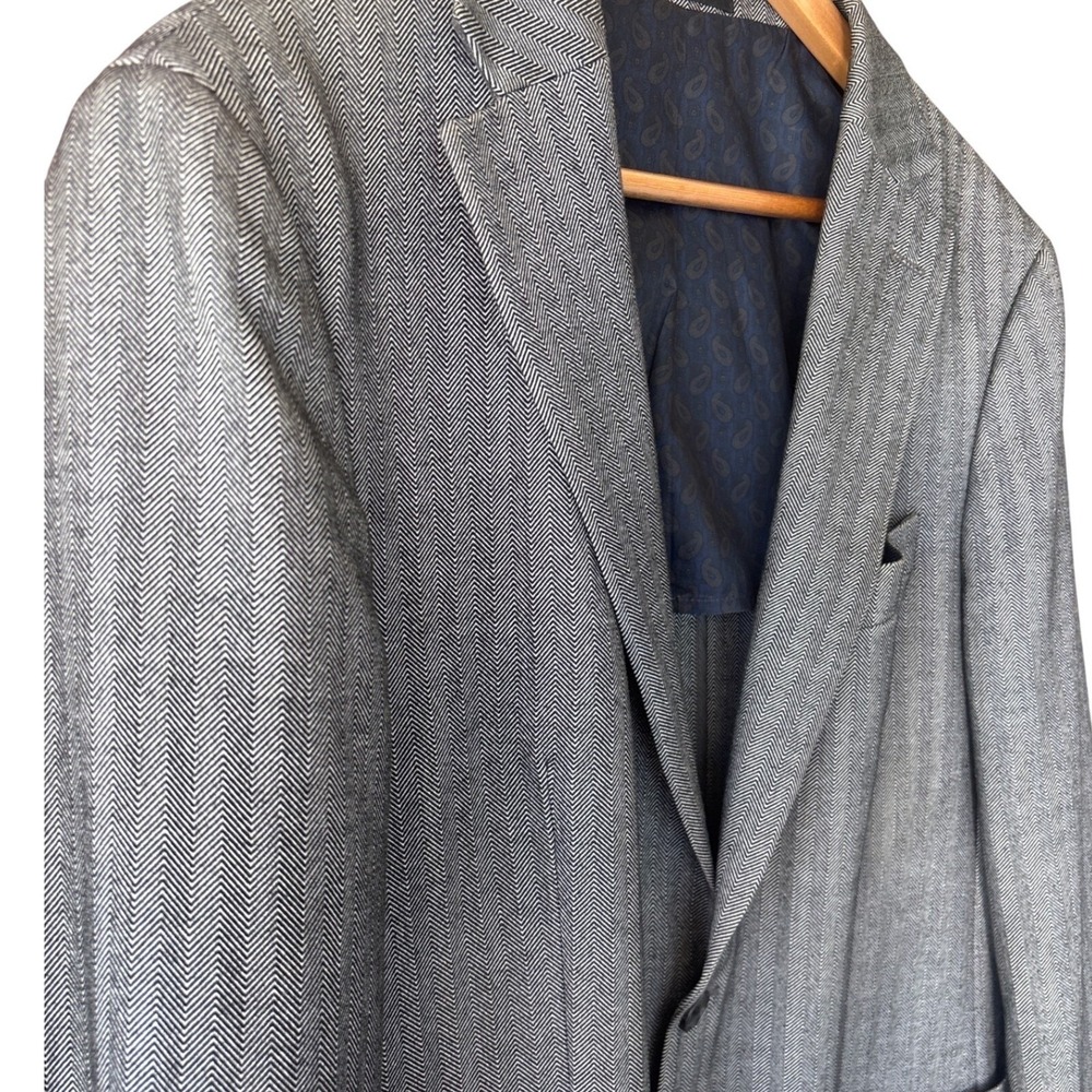 Lauren Ralph Lauren Mens 40L Grey Herringbone Blazer Sport Coat 2-Button Patch